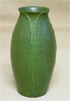 Grueby Pottery Vase with Leaves.