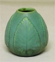 Hampshire Pottery Molded Leaf Vase.