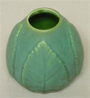 Hampshire Pottery Molded Leaf Vase.