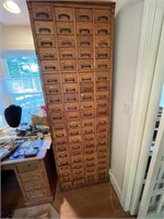 Massive 80 Drawer Oak Library Cabinet