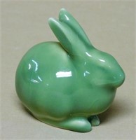 Rookwood Rabbit Green Glazed Paperweight.