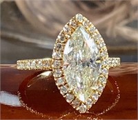 3.50 Cts Marquise Cut Diamond Halo Ring