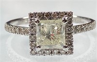 2.25 Cts Princess Diamond Halo Engagement Ring