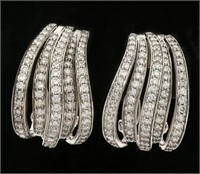 1.60 Cts Diamond Curved Wave Earrings 14 Kt