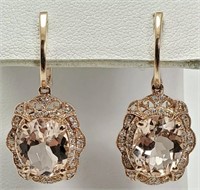 EFFY Morganite Diamond Earrings 14 Kt