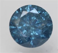 Certified 1.05 Cts Vivid Blue Round Loose Diamond