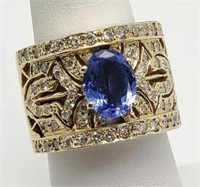 Custom 2.25 Cts Tanzanite Diamond Ring 14 Kt