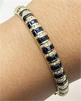 7 Cts Diamond Sapphire Bangle Bracelet 18 Kt