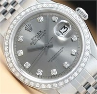 Rolex Men Datejust Gray Diamond Watch