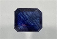 Certified 9.30 Cts Emerald Cut Blue Sapphire