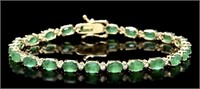 Certified 10.60cts Emerald & Diamond 14k Bracelet