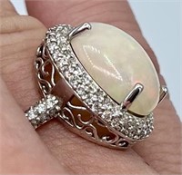 Certified 14k Gold 4.75 cts Opal & Diamond Ring