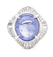 GIA Platinum 19.36 cts Sapphire & Diamond Ring