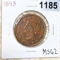 1843 Braided Hair Large Cent UNCIRCULATED