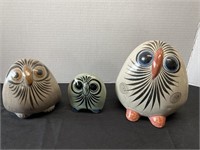 Owls (3) Mexico Pottery