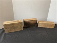 Three (3) small wood boxes