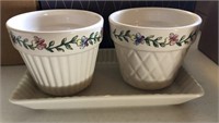 Longaberger Flower Pots And Tray