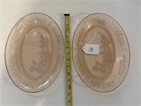 2 Pink Depression Platters