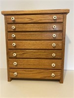 Amish Oak 7 Drawer Cabinet 18 1/2"H x 16"W x 9"D -