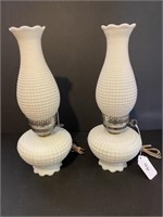 Pair of Milk Glass Dresser Lamps