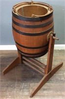 BARREL COPPER ICE/WATER BUCKET ON STAND