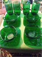 Cup saucers and glasses green