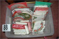 Tote of Christmas Paper Plates, Napkins, ETC.