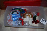 Tote of Christmas Plasticware