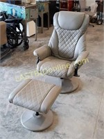 Padded Swivel Rocking Chair with Foot Stool