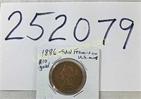 1886-S U.S. Mint $10 Gold Liberty Head Coin