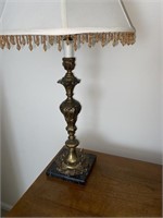 Vintage Resin & Marble Table Lamp w/ Shade