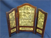 Wooden Three Panel Chinese Screen 7"