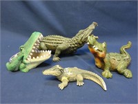 Lot of 4 Alligator Statues Figures Various Sizes