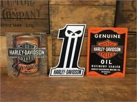 3 x Harley-Davidson Tin Reproduction Mancave Signs