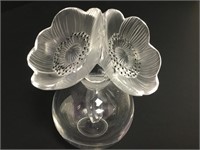 Vtg French Lalique Two Anemones Perfume Bottle