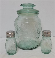 3pc Set - Glass Sugar Jar, Salt & Pepper