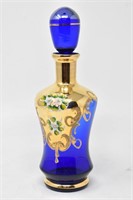 Cobalt Blue & Gold Bohemian Glass Decanter