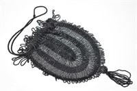 Antique Black Beaded Drawstring Evening Bag