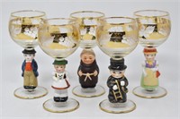 GOEBEL Figurine Stem Wine Goblets-Set of 5