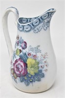 Vintage Porcelain Floral Transferware Pitcher