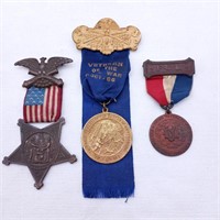 3 Civil War Veteran GAR Medals
