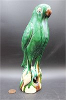 Vintage Chinese Clay Parrot Figurine