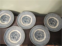 % Blue & White Plates With Horse Scene