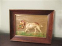 Vintage Dog Picture with Wooden Frame