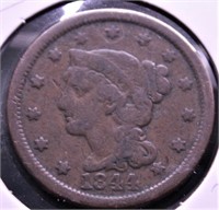 1844 LARGE CENT  F