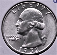 1952 D WASHINGTON QUARTER CHOICE BU