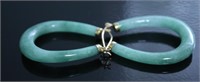 14K GOLD JADE HOOP EAR RINGS