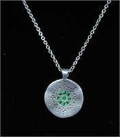 STERLING EMERALD CIRCLE NECKLACE
