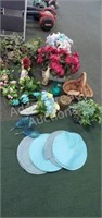 LARGE assortment  faux flowers, plants, vases,