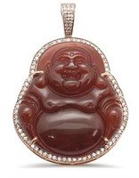 1.13 cts Diamond 10k Rose Gold Buddha Pendant
